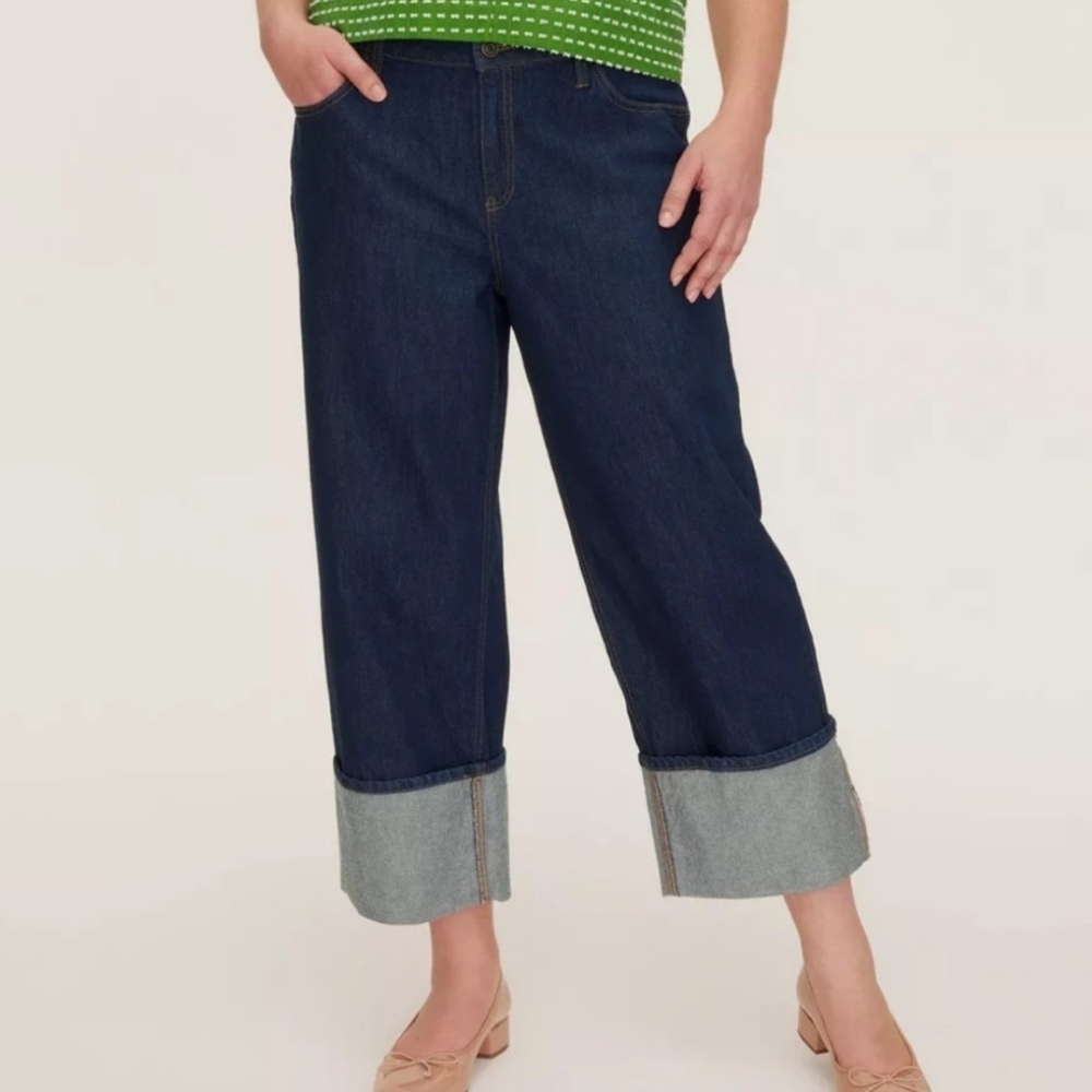Kate Spade X Target High Rise Straight Leg Wide Cuff Jeans NWT